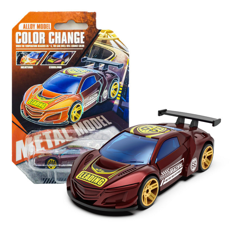 【customizable】color-changing alloy car toy - racing model for boys, children's simulation car, metal sports car