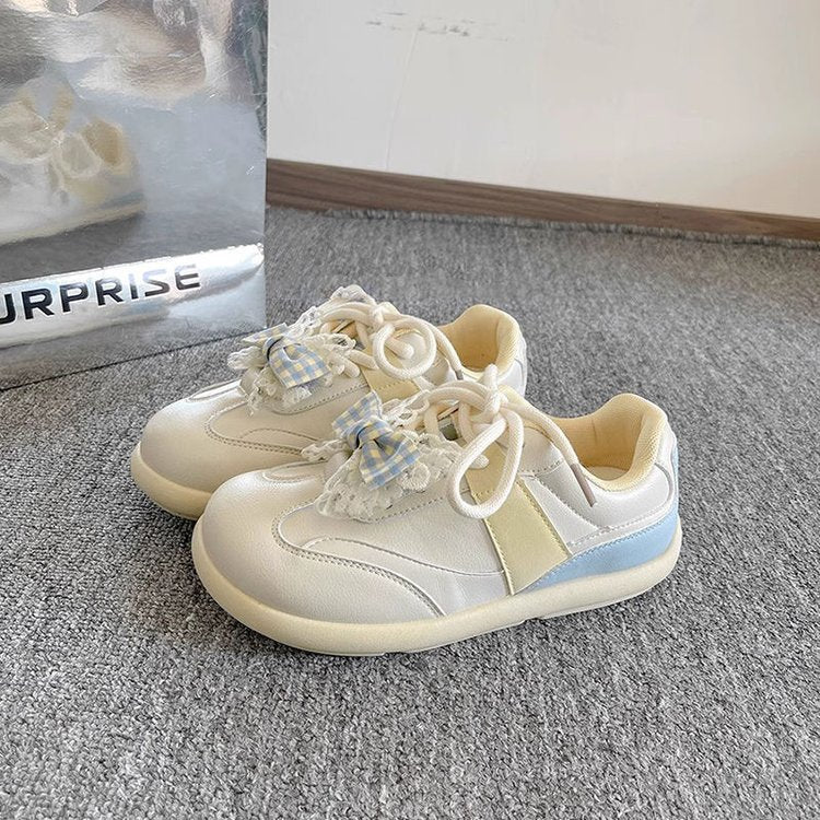 Cute bear sneakers women's 2026 new autumn easiest for match puff casualwhite shoes retrothick sole german training shoes