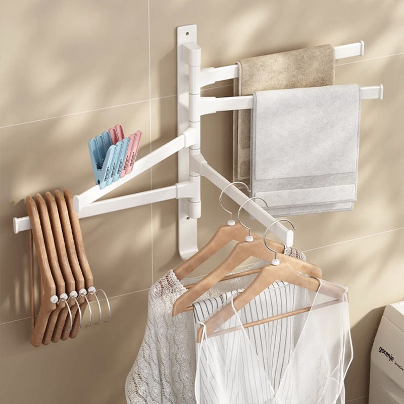 White rotating towel rack, no drilling required, bathroom shelf, towel bar, bathroom essential, towel storage rack