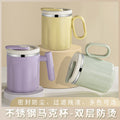 304 stainless steel water cup with lid, double-walled insulated, leak-proof office tea cup, promotional gift, rinse cup