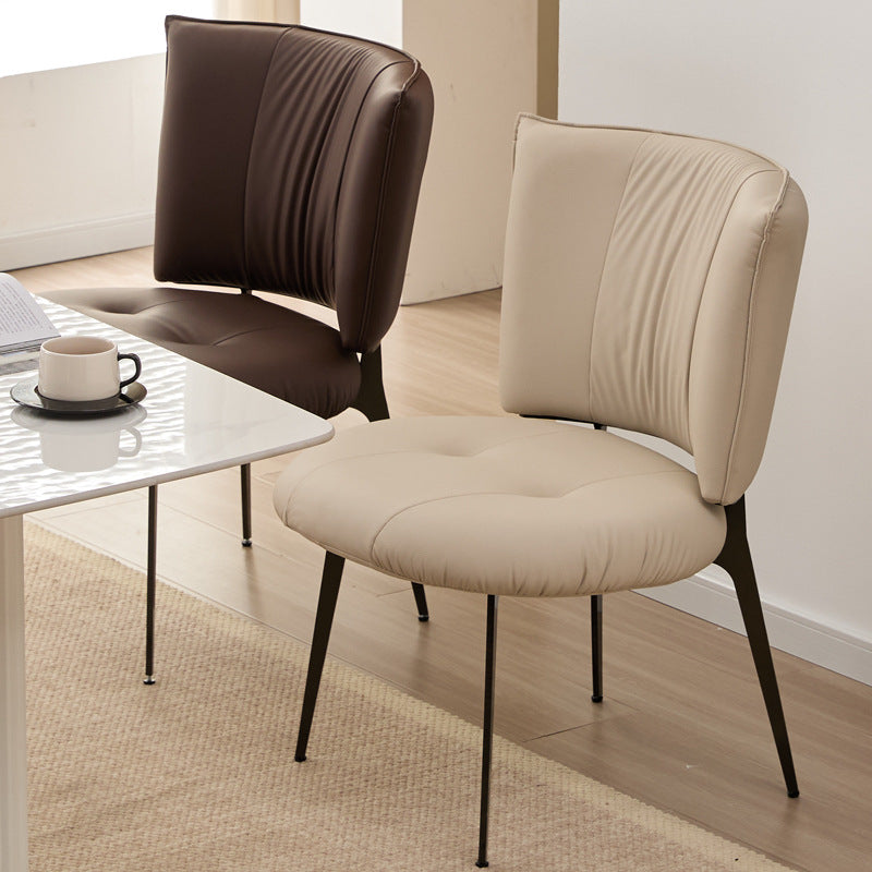 Italian minimalist dining chair - premium soft-padded leather cafe & restaurant chair - designer dining chair