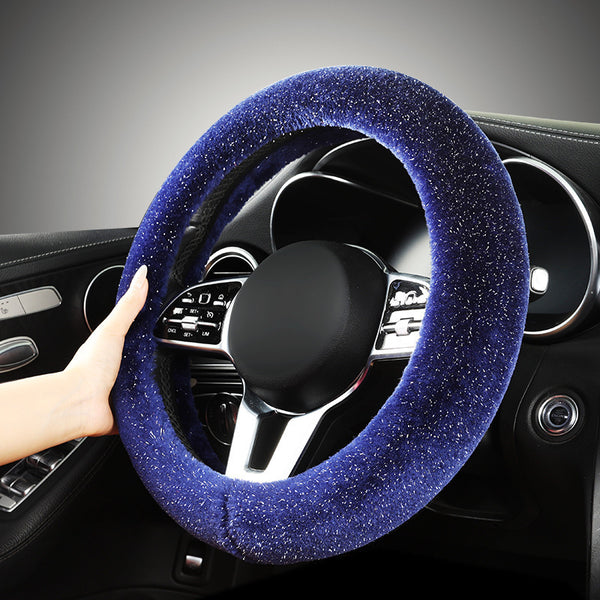 Autumn and winter car short plush steering wheel cover universal warm and non-slip short plush men and women cute winter handle cover