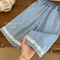 New girls' cropped blue button-front denim shorts: stylish, high-quality, trendy summer casual wear for baby girls