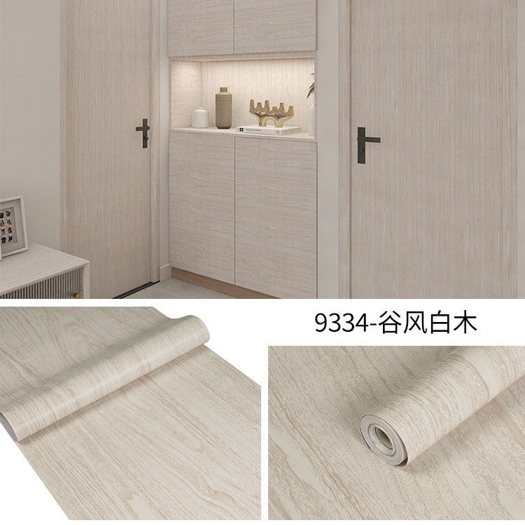 Cross-border exclusive wallpaper self-adhesive waterproof imitation wood grain pvc cabinet tables and chairs seamless furniture transformation sticker instant sticker