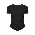 Spr ribbed trim fashion v-neck activewear short sleeve women's fitness running slim fit yoga top ds386