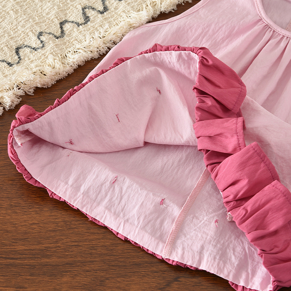 Girls' summer outfit set: sleeveless babydoll top and straight-leg pants two-piece set - cross-border bestseller, girls' clothing