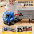 Kids' extra-long big truck toy - alloy semi-truck with container, trailer, and forklift