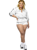 european and american style sexy hot girl long sleeve zipper color block webbing shorts women's two-piece set
