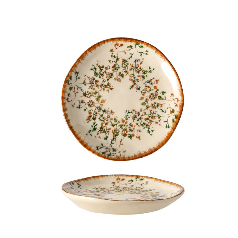 Hand-painted, rustic-style ceramic dessert plates – creative and unique petal-shaped ceramic breakfast dishes for pastries and snacks