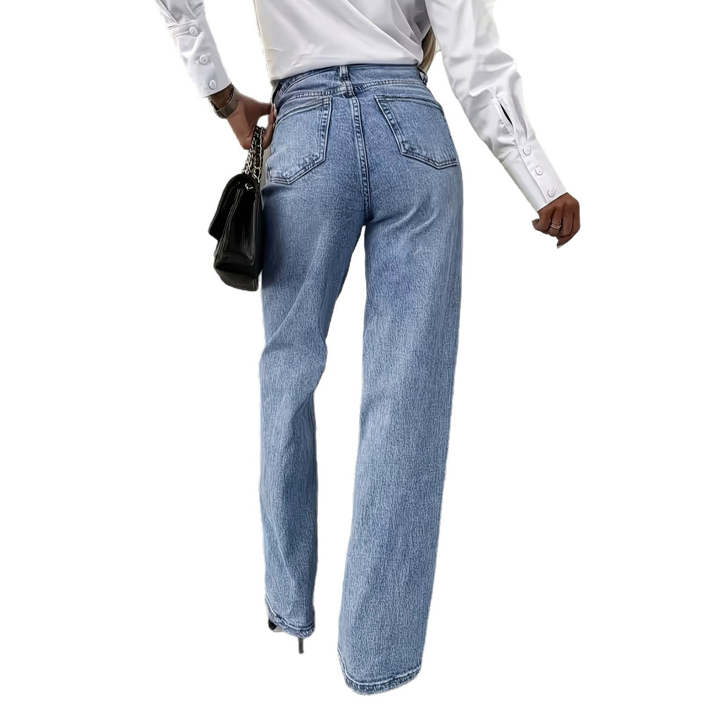 Jeans women's high waist wide leg slightly flared pants drapedslimming lookmop pants cross-border hot-selling women's summer thin style