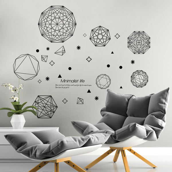 Wall sticker new simple geometric pattern bedroom living room wardrobe refrigerator removable decorative wall sticker HM92021