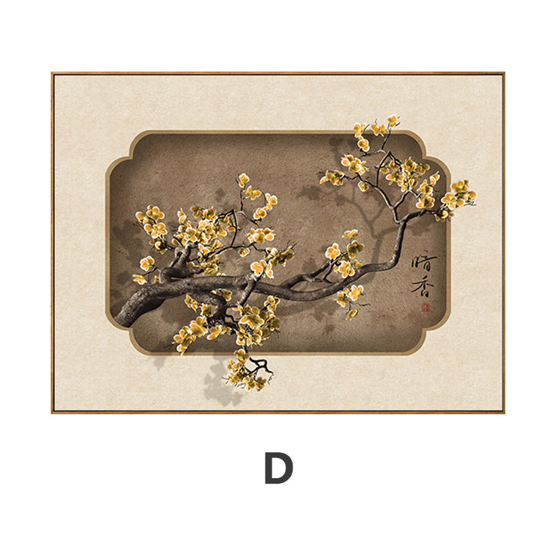 Dark fragrant plum blossom new Chinese meter box decorative painting free punching push-pull distribution box blocking weak electric box restaurant hanging painting