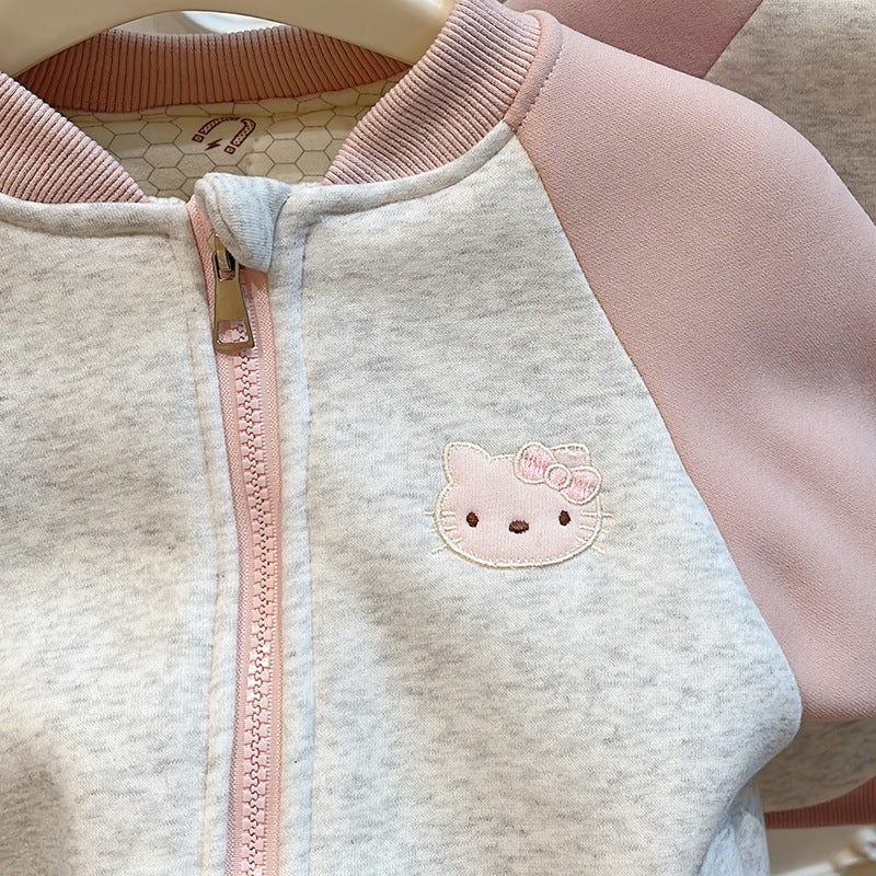 Autumn/winter girls' trendy three-layer quilted padded jacket, thickened baby girl outerwear, kids' warm clothing, casual fashion children's wear