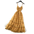 French riviera style green cami lace dress - women's summer cool v-neck ruched waist ruffle hem fairy maxi dress