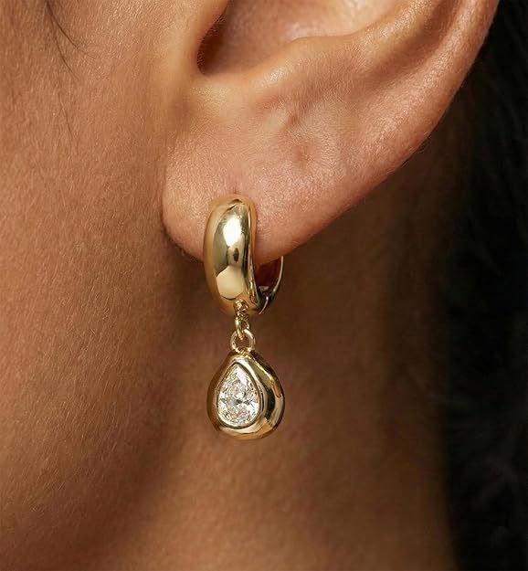 14k gold-plated teardrop pendant earrings - european & american fashion, minimalist chic, light luxury earrings - women's high-end ear cuff