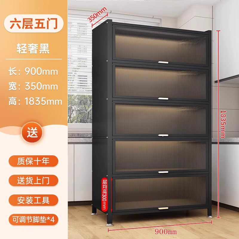 Kitchen storage rack floor-standing multi-layer storage cabinet sideboard microwave oven for home with door multifunctional cabinet storage rack