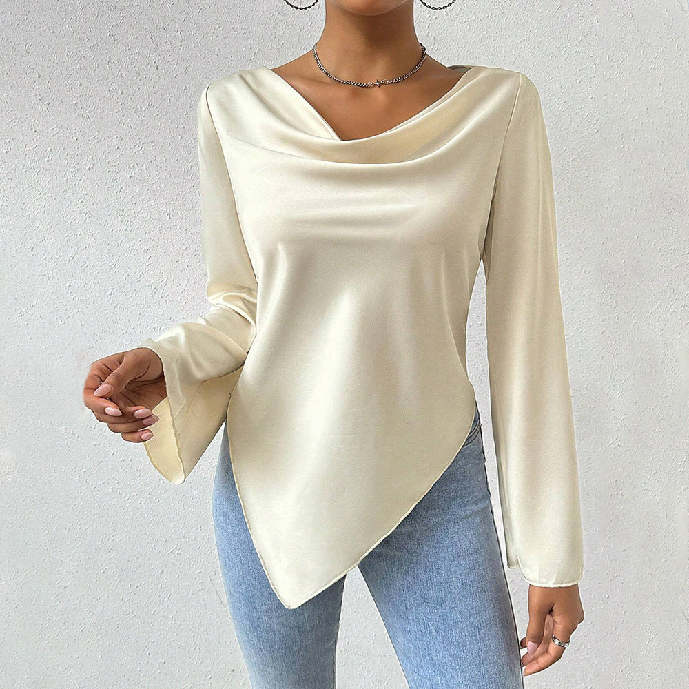 women's fashion: elegant and sophisticated t-shirt - spring/summer, chic, and high-end long sleeve top