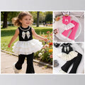 girls' chanel-inspired outfit: sleeveless bow-topped top + ruffle flare pants two-piece set (summer)