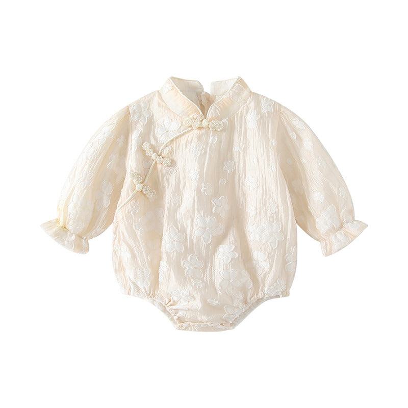 Chinese style baby spring & fall clothing chinoiserie bag butt baby girl baby clothes newborn onesie spring & fall full moon 100-day gift