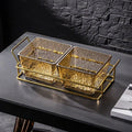 Amber ripple 2-compartment fruit platter with iron stand - heavy-duty plastic