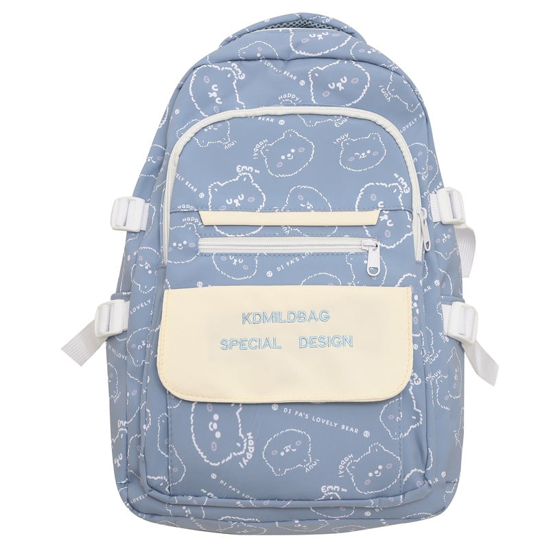 New cute bear schoolbag female Korean version college style backpack junior high school student high school student large capacity schoolbag simple style