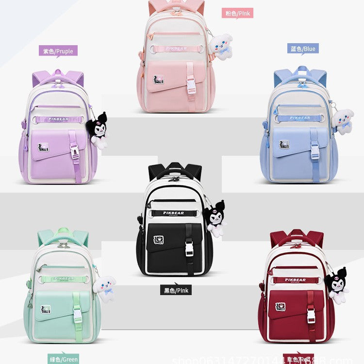2025 schoolbag junior high school girls water-repellent nylon oxford cloth ultra-light spine-protecting backpack junior high school schoolbag