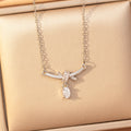 [titanium steel] japanese and korean popular copper inlaid zirconium water drop necklace for women, niche elegant and high-end versatile clavicle chain jewelry