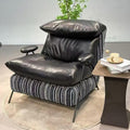 Leisure chair living room sofa chair balcony single chair italian normcorecasual chair first layer cowhide down soft chair