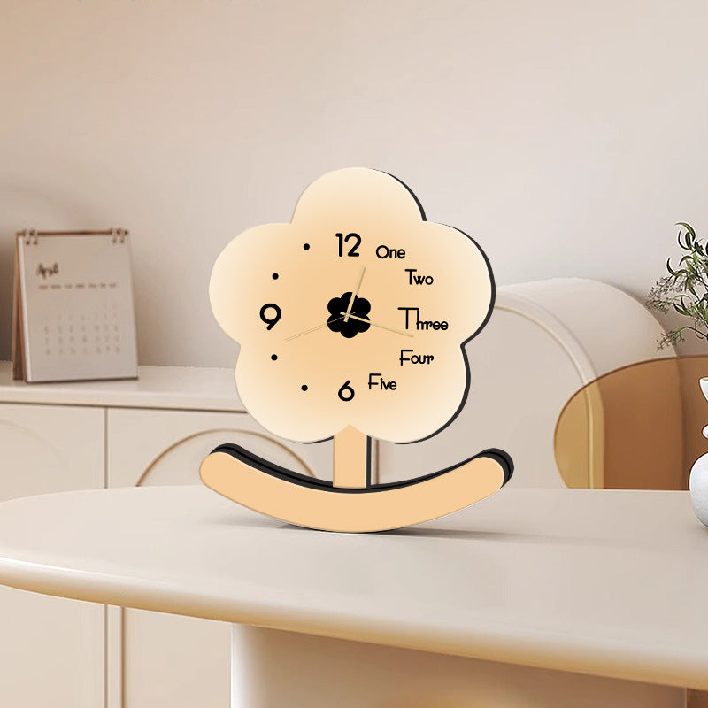 Small flower modern simple swing pendulum clock high sense home TV cabinet desk living room decoration clock
