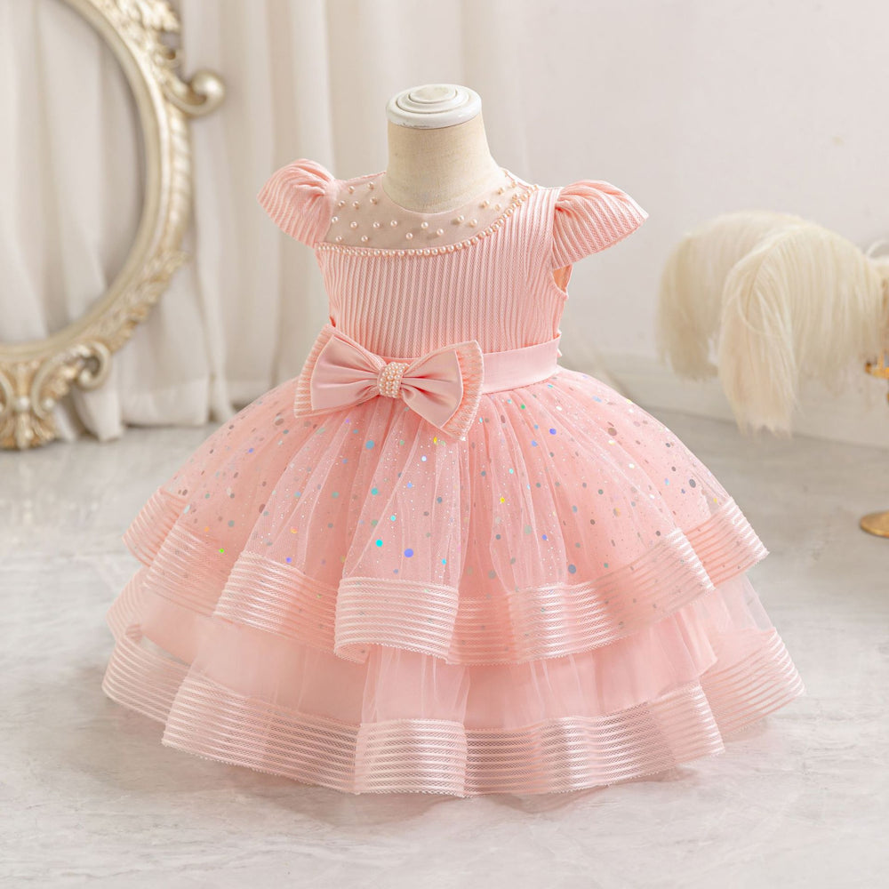 Export ready-made baby girl evening dress sequin wedding dress cake princess dress first birthday dress baby dress