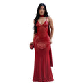 C7647 cross-border   fashion women's sexy mesh suspender v-neck sequin dress