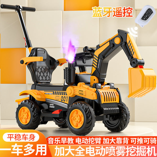 Children's excavator toy car can sit boy construction car remote control electric excavator with spray music car