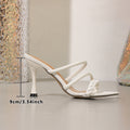 2025 summer new european and american style pointed toe high heel slippers women's fashion thong woven stiletto sandals wholesale