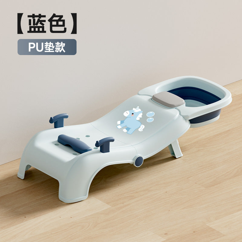 Foldable baby bath chair - anti-slip, reclining design for easy hair washing at home