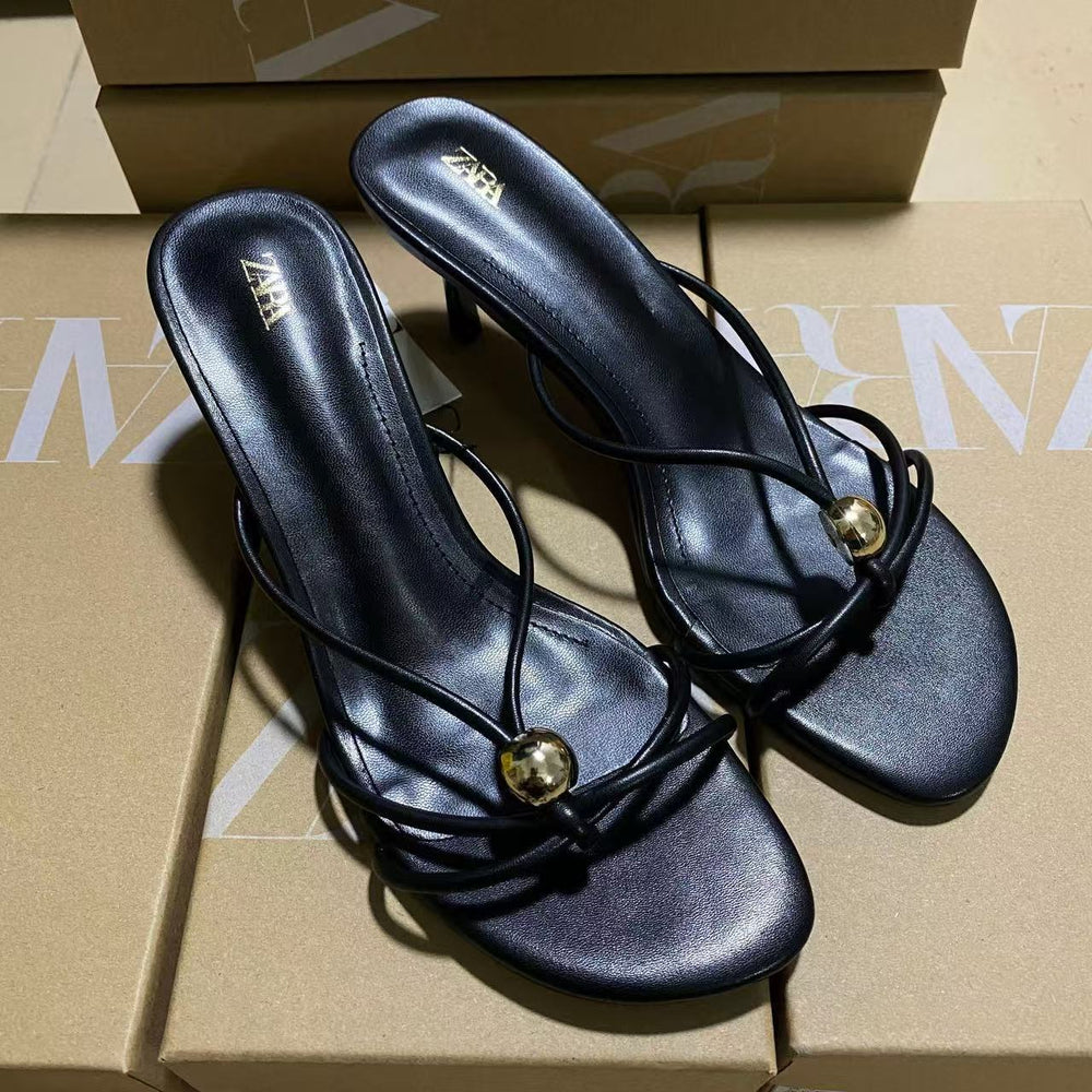 Za2025 new european and american style thin strap stiletto heel sexy criss-cross wrap open toe fashionable elegant high heel sandals for women