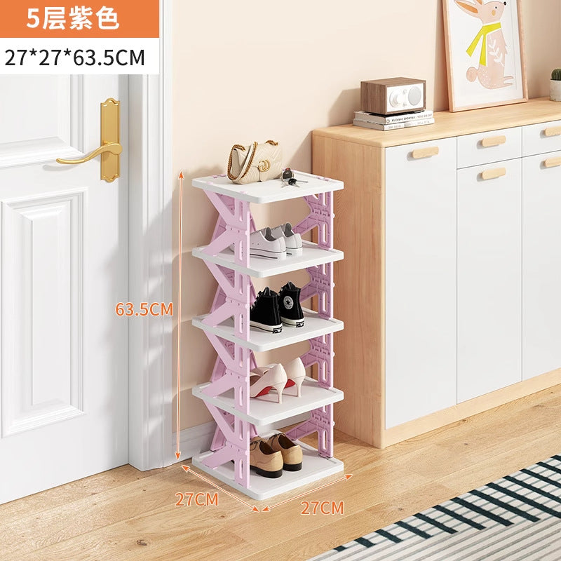 Installation-free foldable shoe rack for home door simple multi-layer small narrow entry door back dormitory space-saving shoe rack