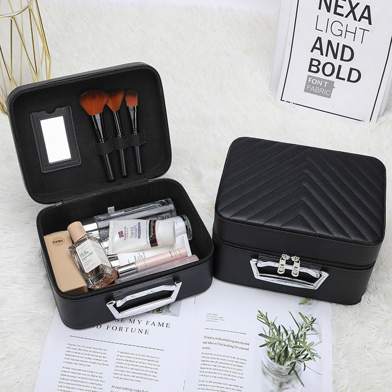 Dongguan Shenzhen Cosmetic Case Cosmetic Bag Factory Manufacturer Storage Bag Portable Cosmetic Leather Box Production High-end Leather Box