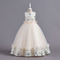 Ready-to-ship wholesale children's formal dresses, featuring a petal waistband and princess silhouette, perfect for little girls' birthdays, piano recitals, and performances