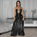 C7523 cross-border   fashion women's sexy camisole elegant prom sparkly dress