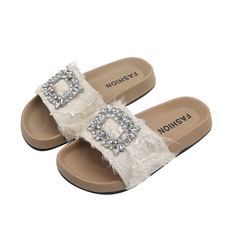 Girls' sandals & slippers - new summer collection - kids' shoes - baby girls' rhinestone princess style slippers - indoor & outdoor