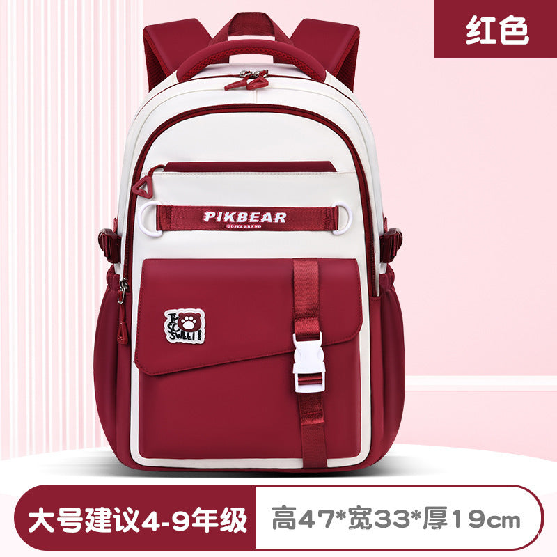 2025 schoolbag junior high school girls water-repellent nylon oxford cloth ultra-light spine-protecting backpack junior high school schoolbag