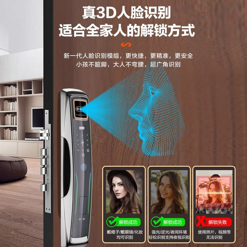 Electroplated smart lock face recognition fingerprint lock video intercom smart door lock electronic lock password lock