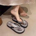 Women's flip-flops summer outwear 2025 new beach ins travel fashion easiest for matchthick sole pearl sandals women's sandals