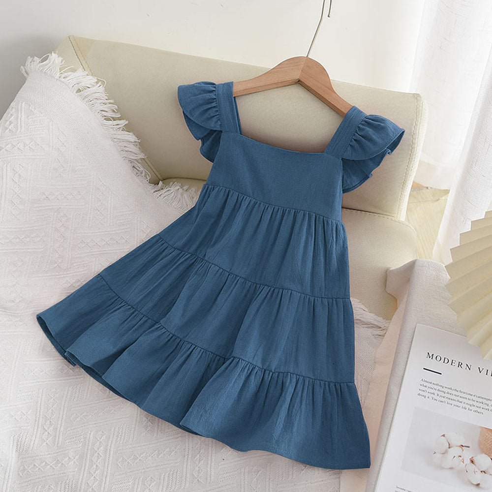 Trendy korean & japanese summer dresses: runaway princess sundresses, new solid color tiered dresses for baby girls