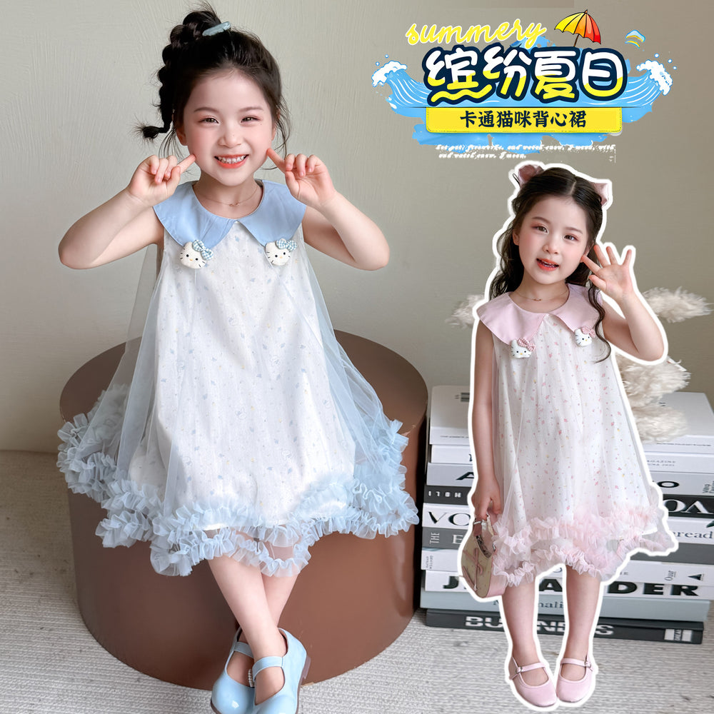 Girls' summer dress  new style chic baby girl mesh tank dress - super cute summer tank dress
