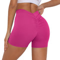 Fashion nude stretch brushed yoga pants back v waist hip lifting belly tight shorts running sports fitness shorts