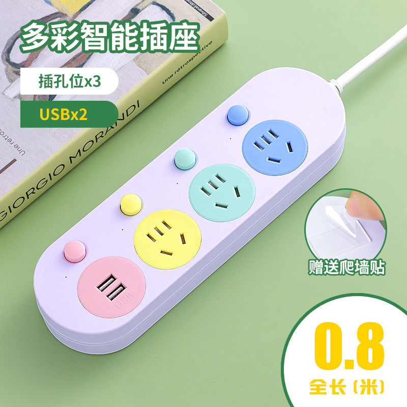 Multi-outlet power strip with usb charging ports - wall socket extension cord for home use