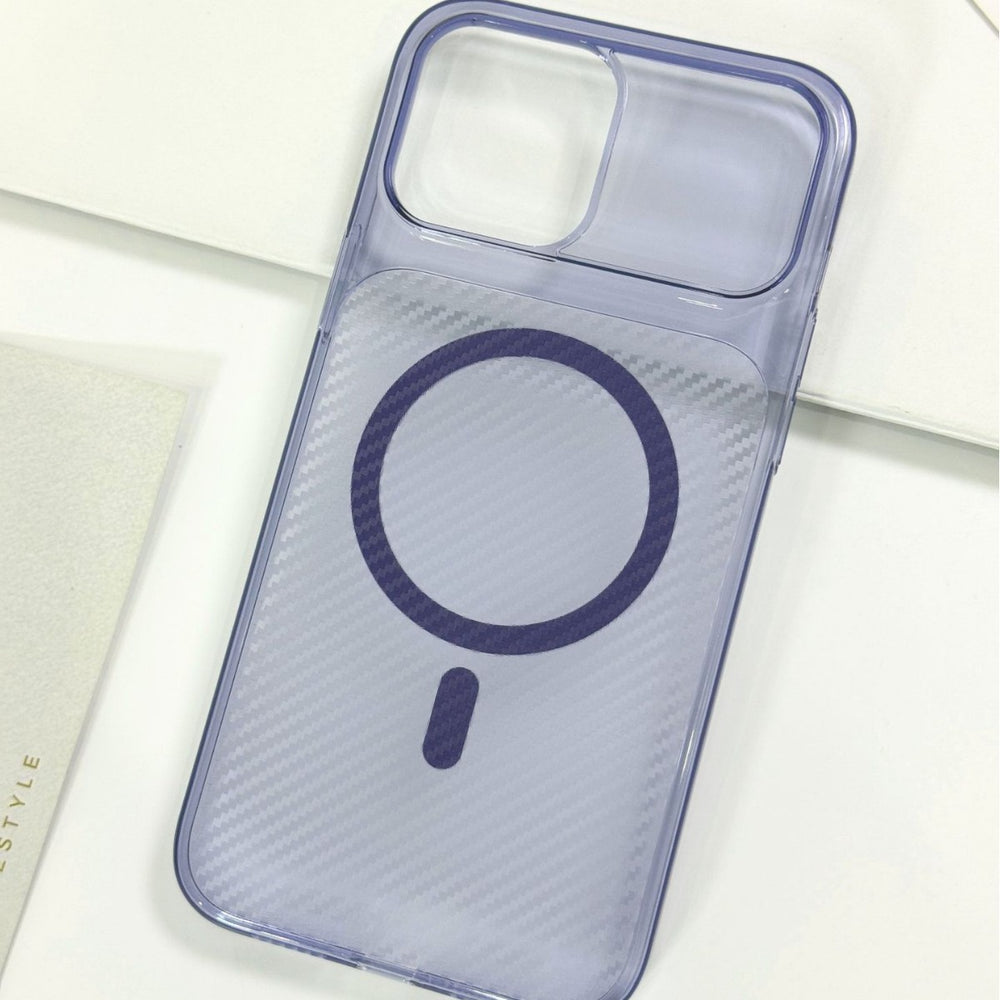Suitable for iphone 17pm hard shell pc carbon fiber texture magnetic mobile phone case apple 17 magnetic transparent mobile phone case