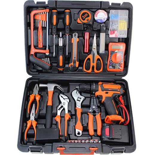 Lithium battery drill comprehensive toolbox set Household combination tool Hand drill 12v 21V lithium battery drill hardware set