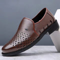 New arrival business hole cool leather shoes men's casual wedding groom british sandals summer breathable youth pointed toe men's shoes